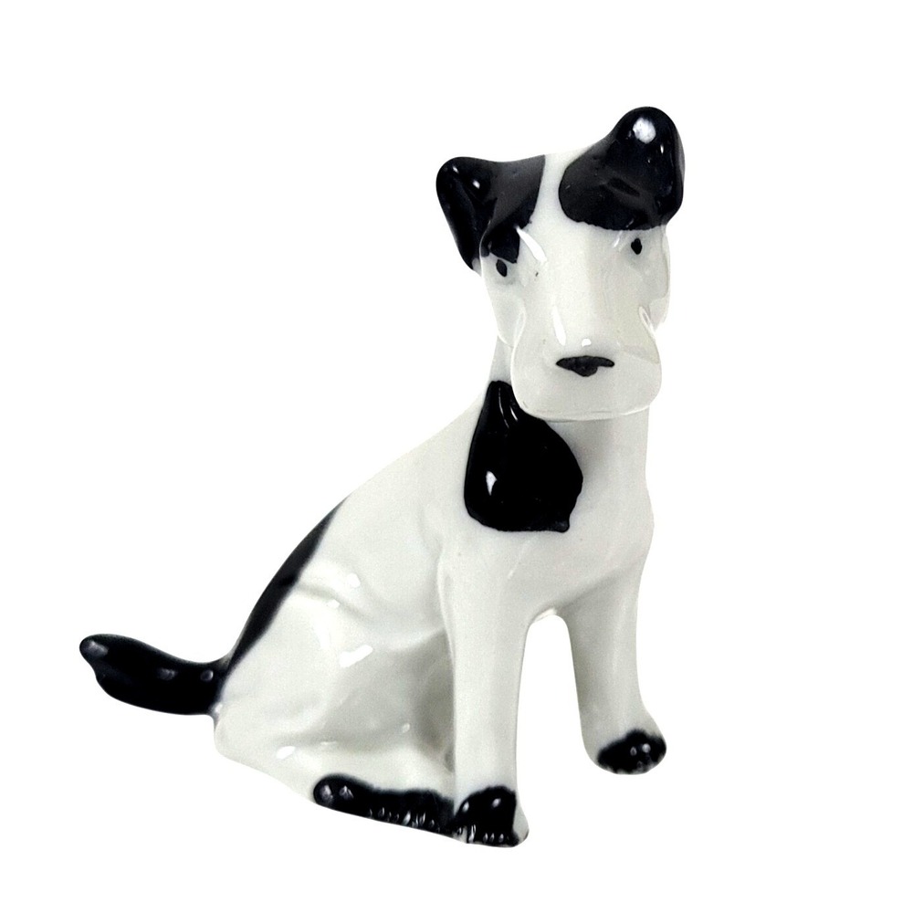 Vintage Miniature Jack Russell Terrier Dog 2" puppy Germany Figurine Black White